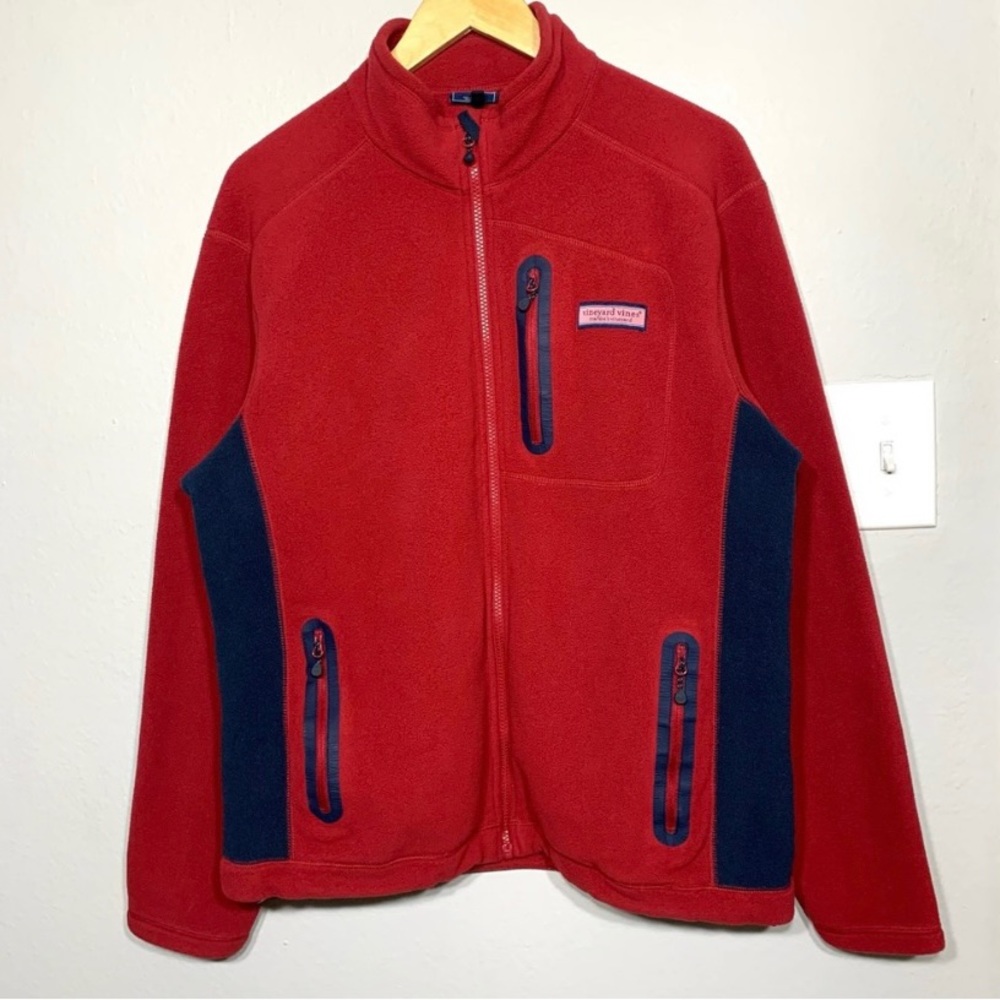 Vineyard Vines Red Full Zip Fleece Performance Jacket Mens Size M